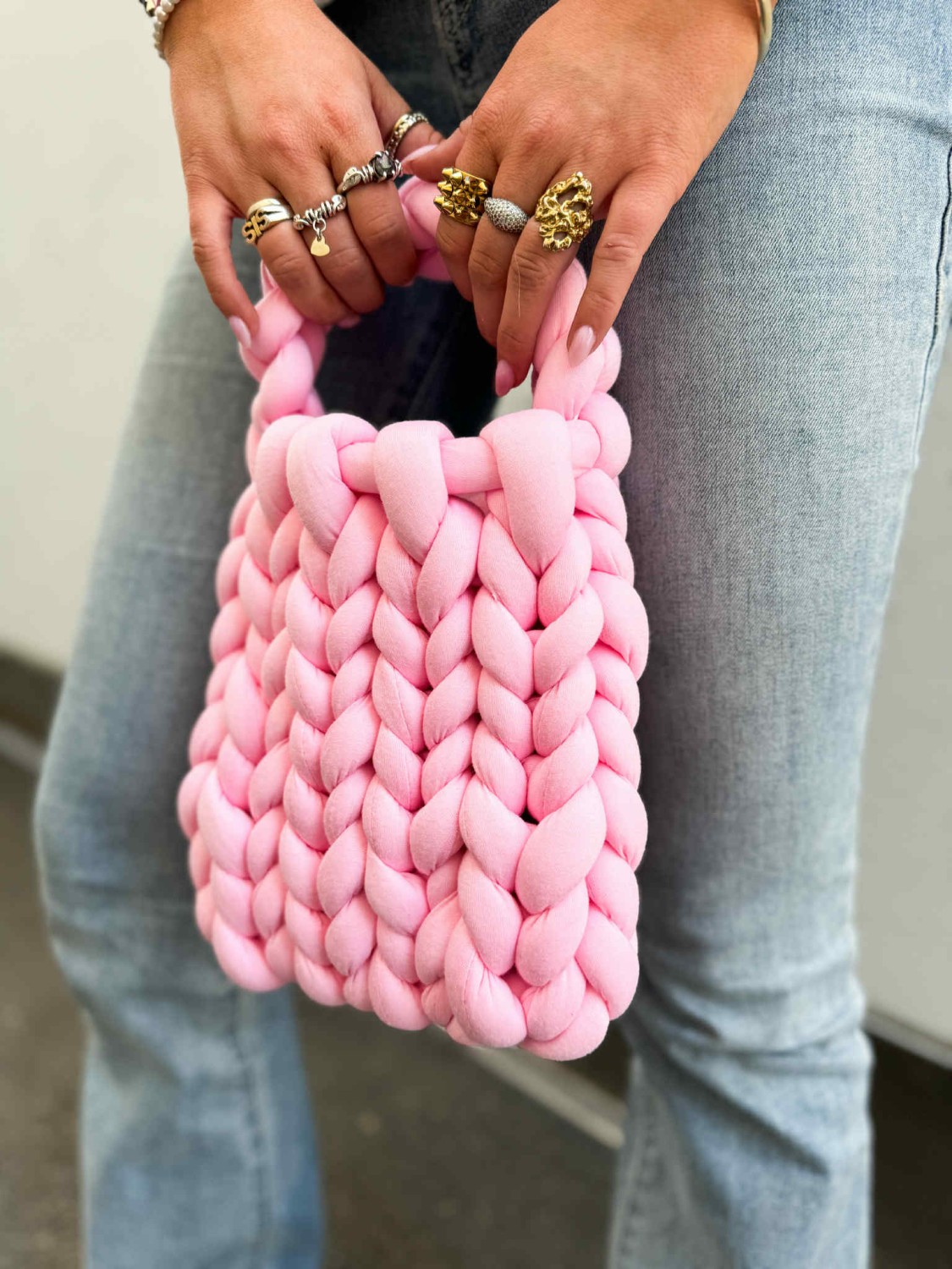 Sui Ava Sally Braided Bag Pink