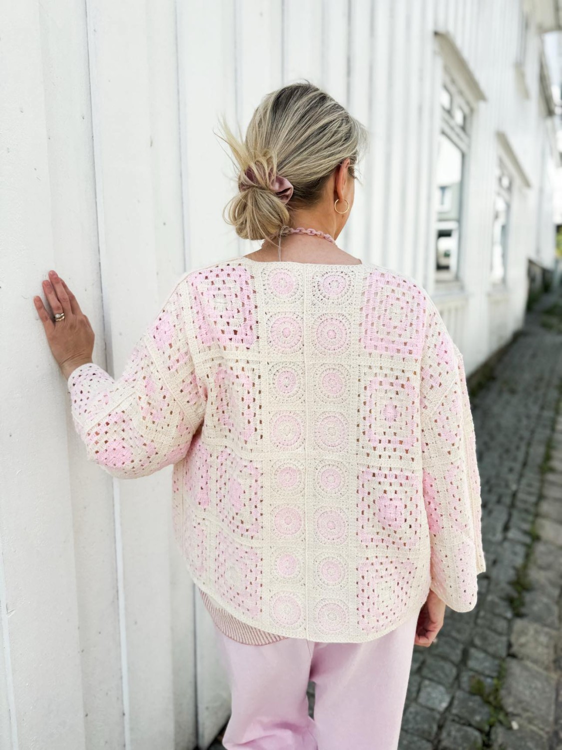 Love Forever Cutie Heklet Jakke Beige/Rosa