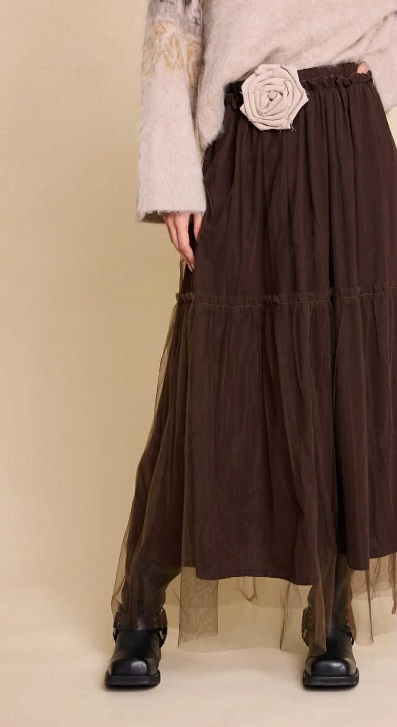 Line Of Oslo Hay Tulle Skirt Brown