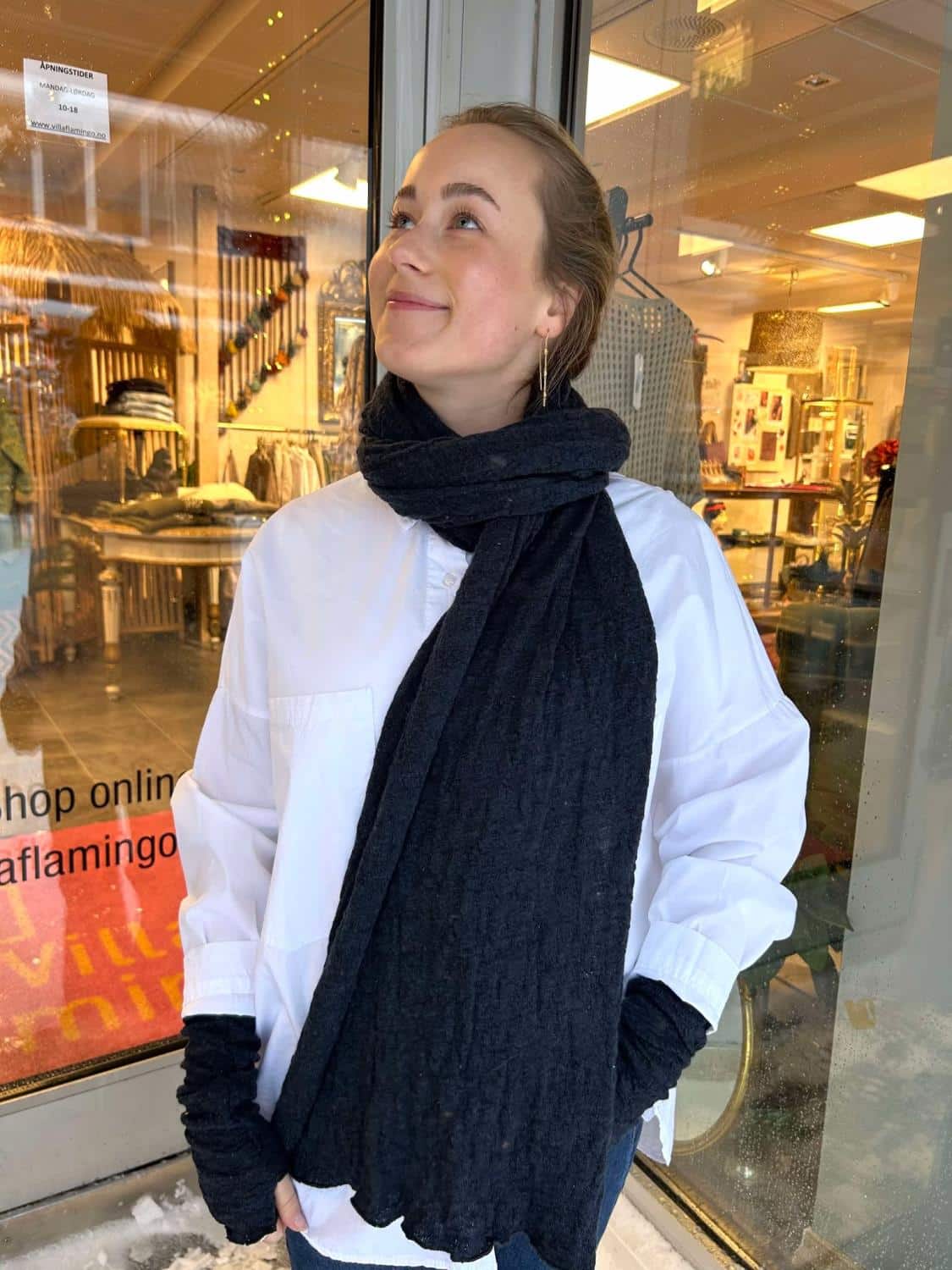 By Basics Bubble Wool Large Scarf Midnight Blue Melange