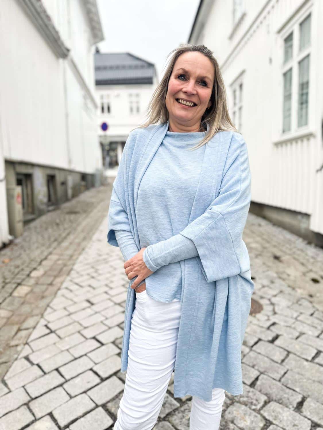 By Basics Cardigan Extra Wide Sky Blue Melange