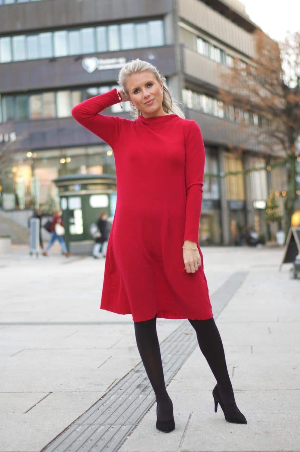 By Basics Dress A-Line Drapped Raspberry