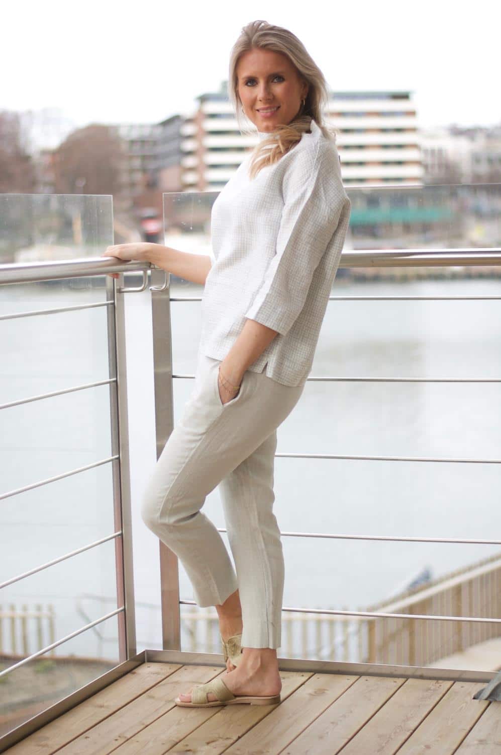 By Basics Lin Culotte Pants Lime Stone