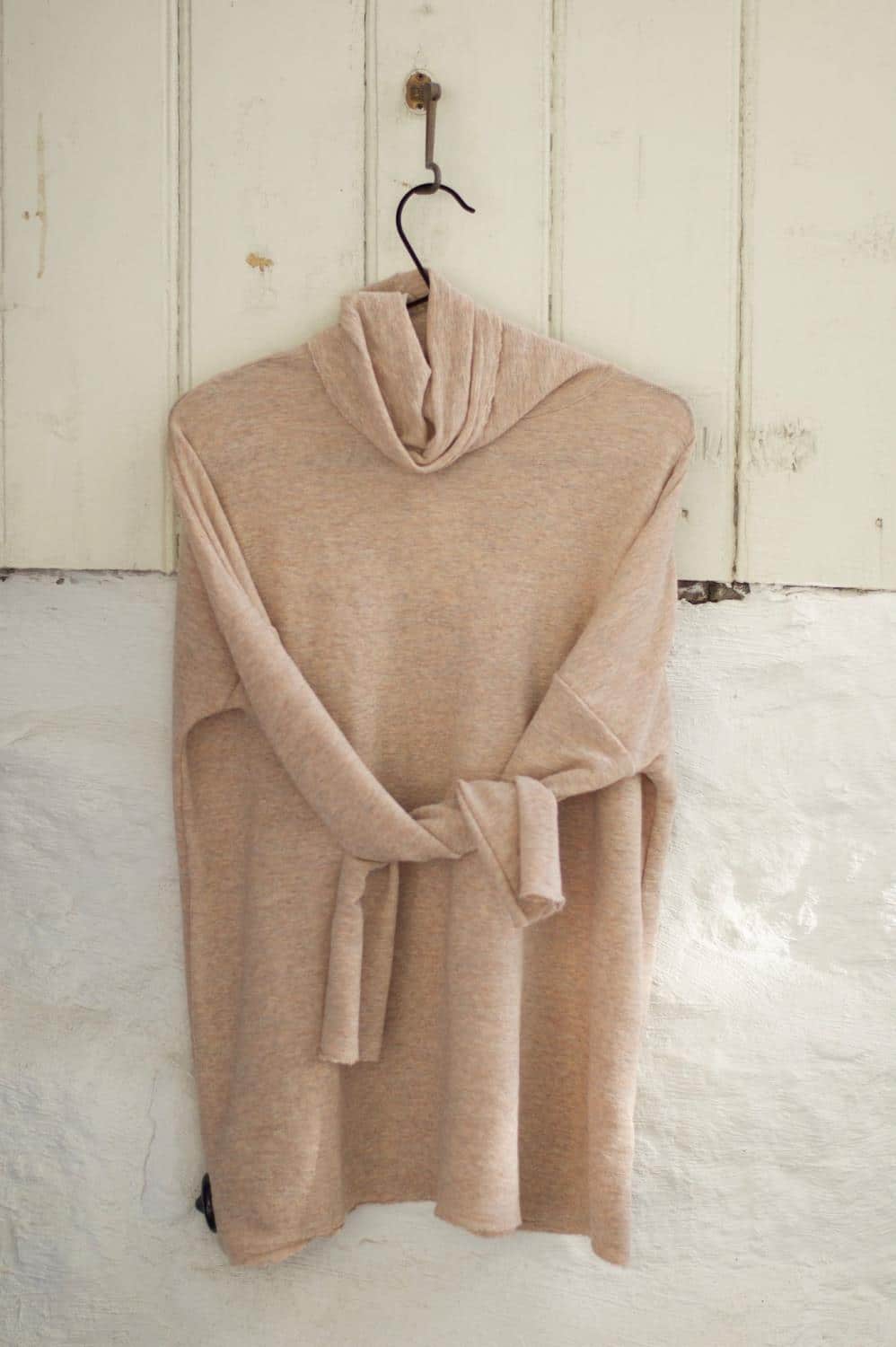 By Basics Shirt Loose w/Roll Neck Sand