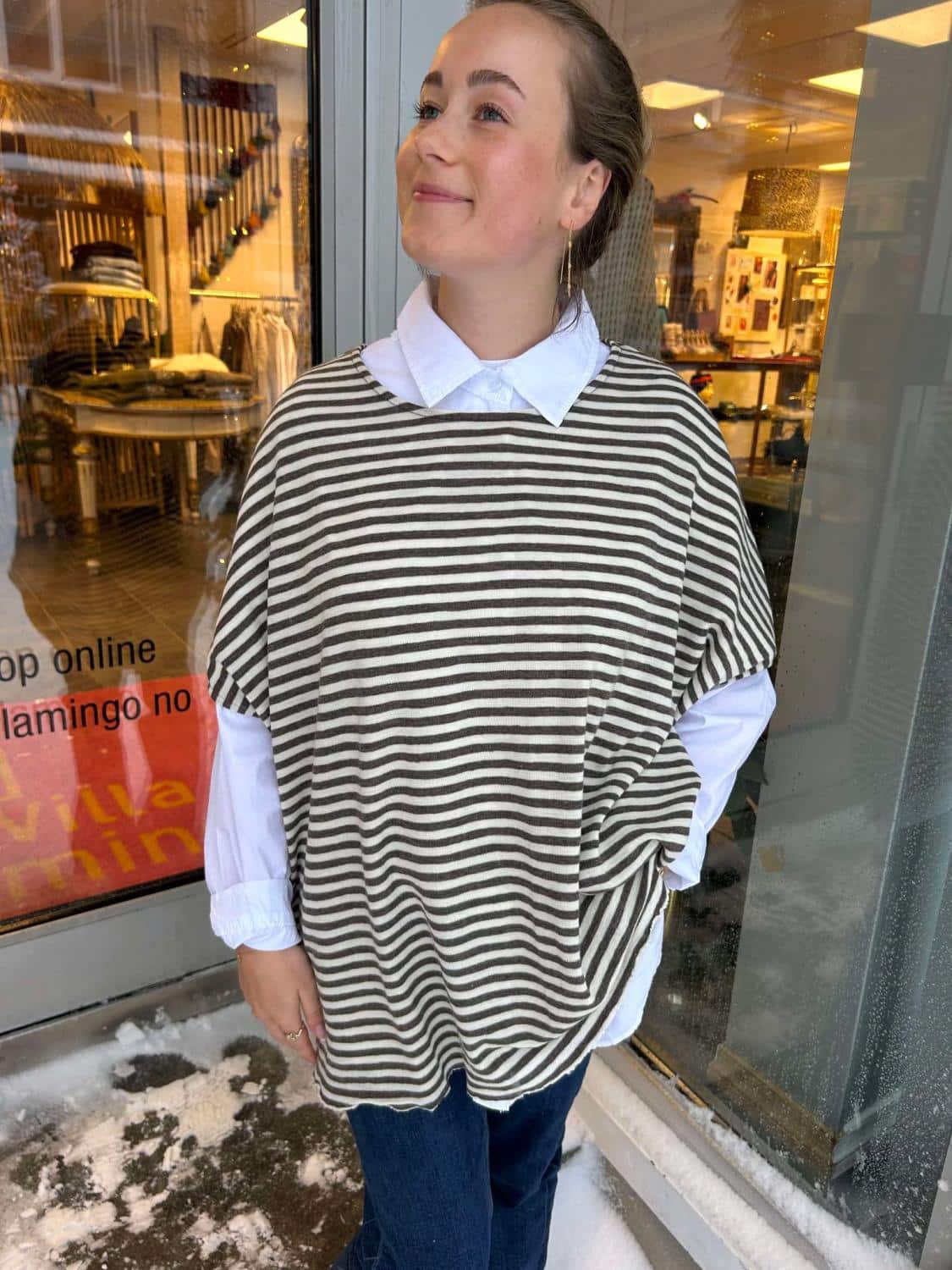 By Basics Top Extra Wide Raw White/Earth Melange