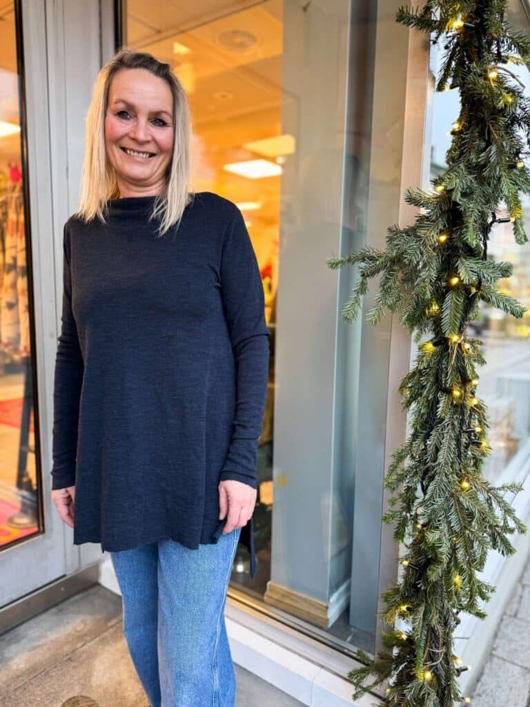 By Basics Tunic High Neck Midnight Blue Melange