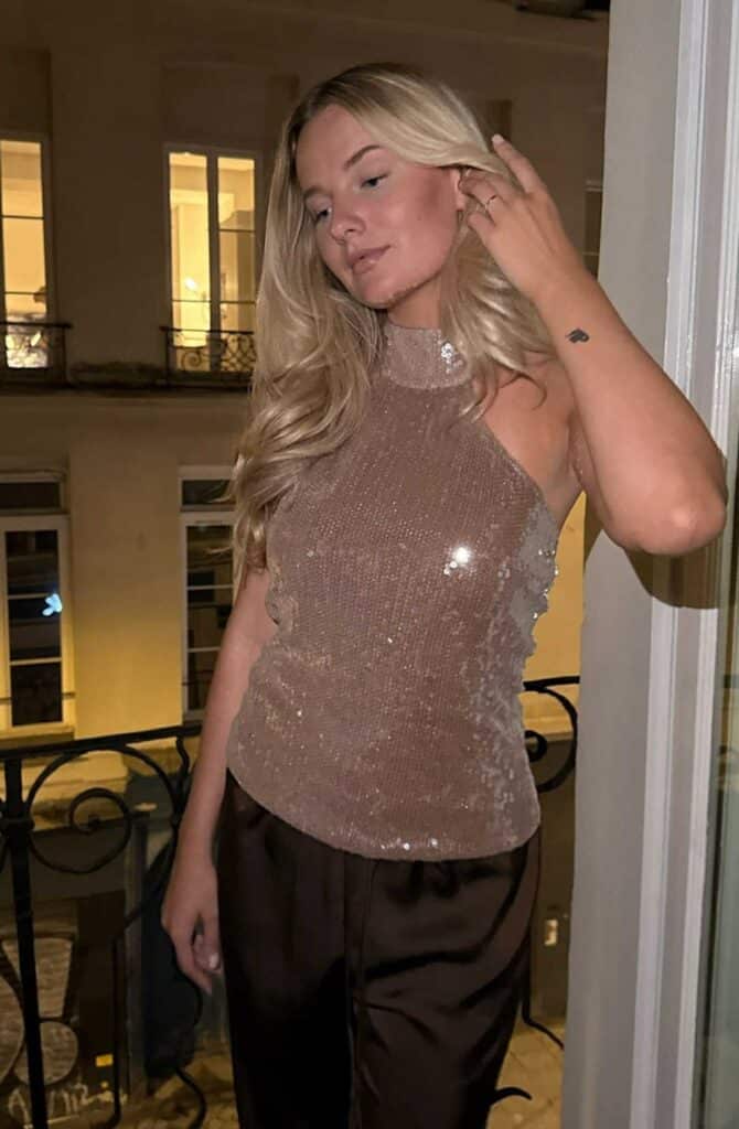 By Ic Emily Top Light Brown Sequin