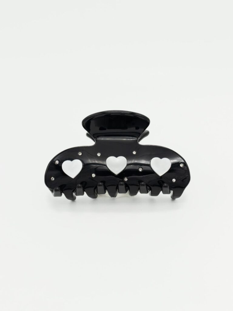 Coated Lemon Hjerte Hårklype Sort