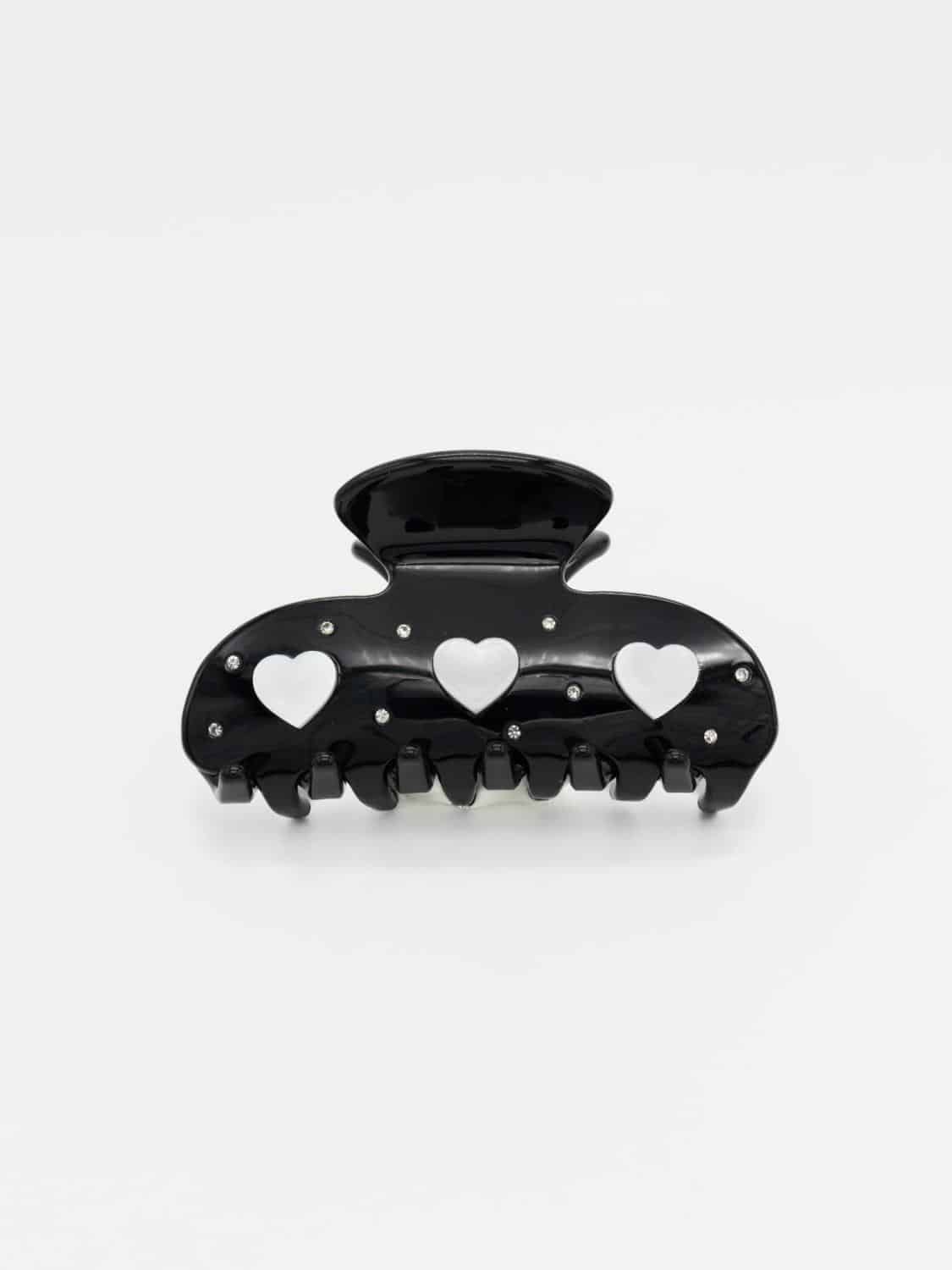 Coated Lemon Hjerte Hårklype Sort