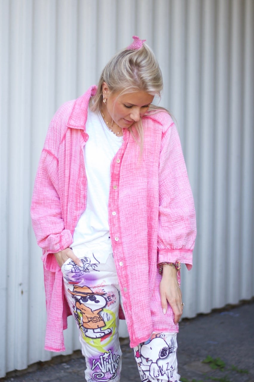 Cotten Oversize Shirt Neon Pink