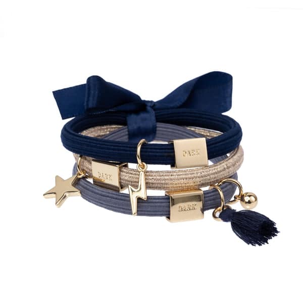 Dark Hair Ties Sands 3pk Navy Blue W/ Gold