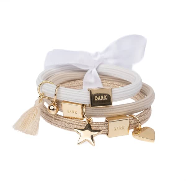 Dark Hair Ties Sands 3pk W/ Gold