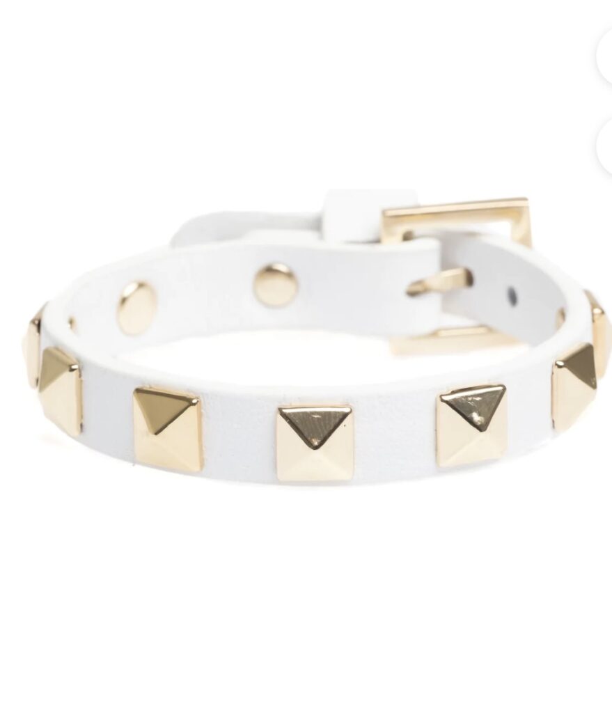 Dark Leather Studs White