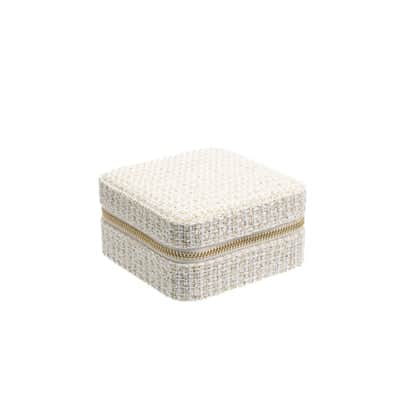 Dark Tweed Jewellery Box Mini Off White W/Gold
