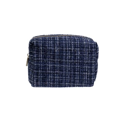 Dark Tweed Make-Up Pouch Small Navy Blue