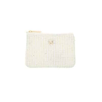 Dark Tweed Mini Pouch Off White W/ Gold