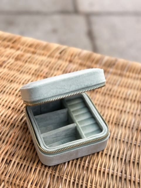 Dark Velvet Jewellery Box Mini Aqua Green
