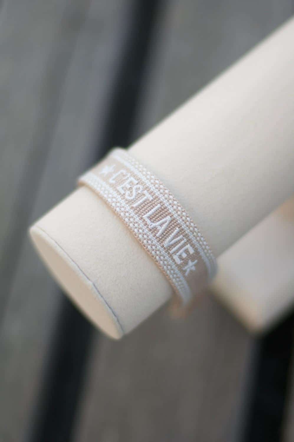 Dark Woven Friendship Bracelet C`est La Vie Beige