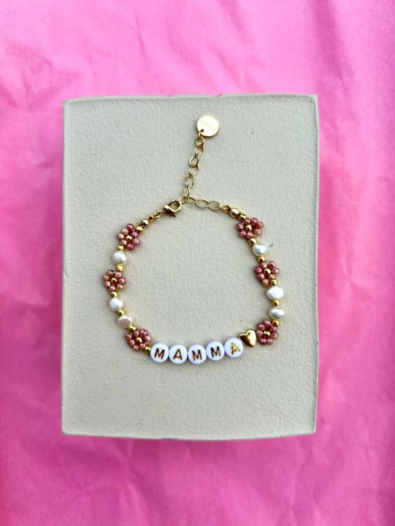 Eline Bang Mamma Blomsterarmbånd Mørk Rose