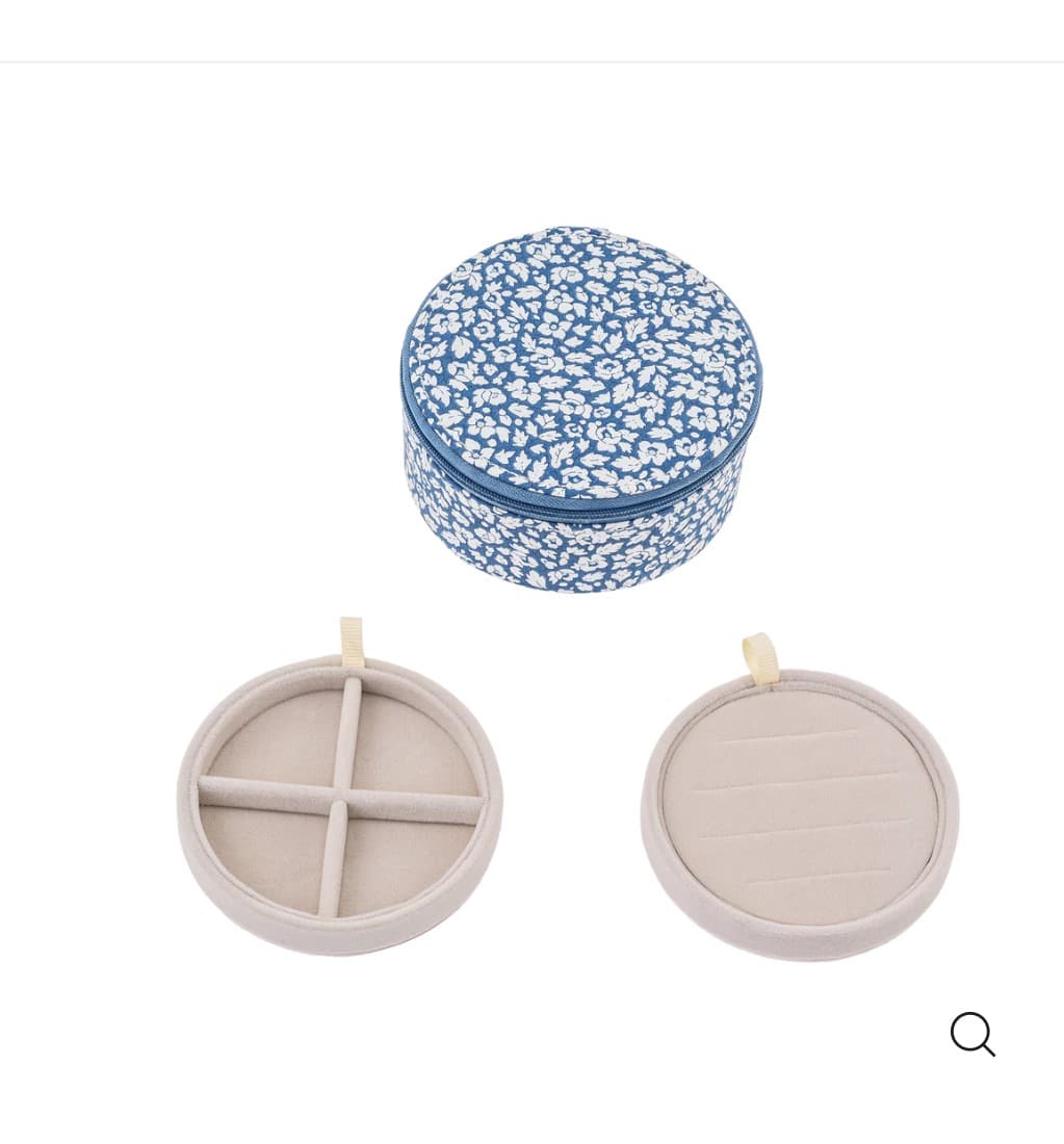 Emilia By Bon Dep Jewerly Box Round Feather Blue