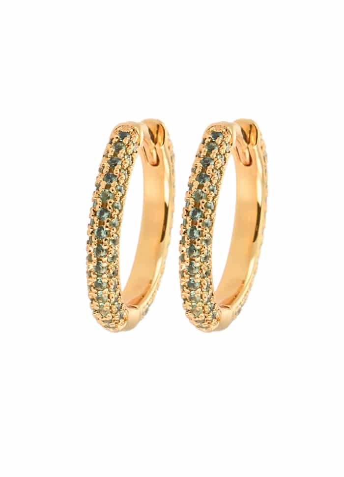 Emilia By Bon Dep Medium Covered Hoops Mint