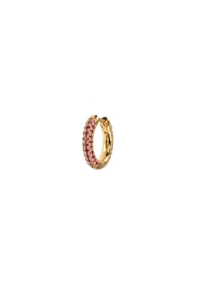 Emilia By Bon Dep Small Hoops Cerise Covered