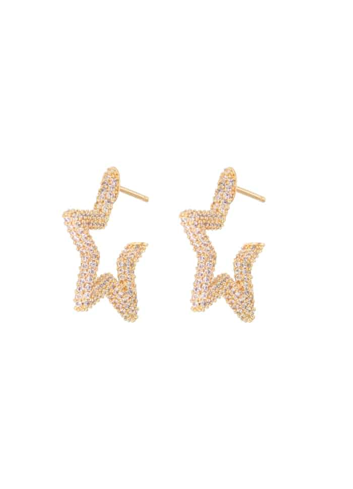 Emilia By Bon Dep Stone Covered Star Hoops
