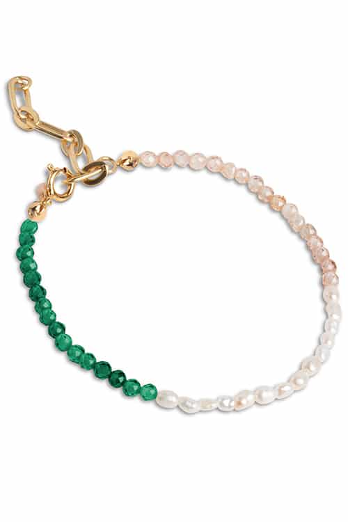 Enamel Gabriella Bracelet Green, Peach & Pearl
