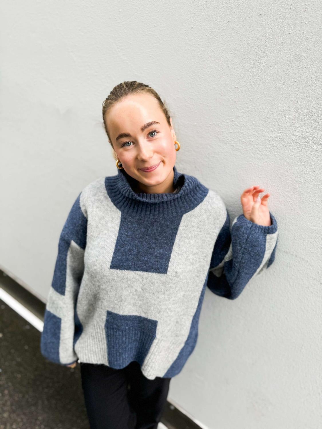 Hèst Isa Sweater Blue With Grey Melange