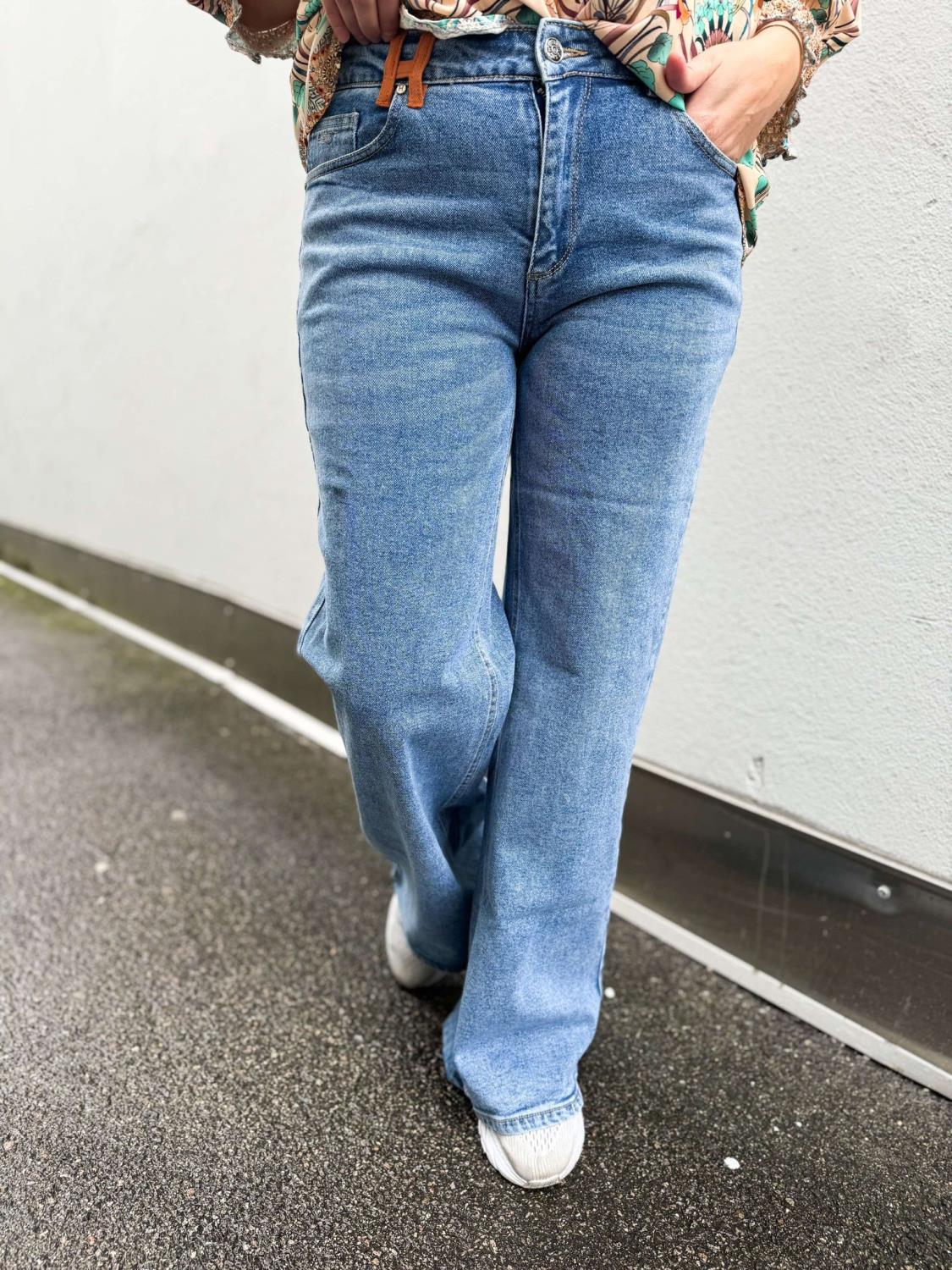 Hèst Megan Denim Wide Leg Pants Washed Blue