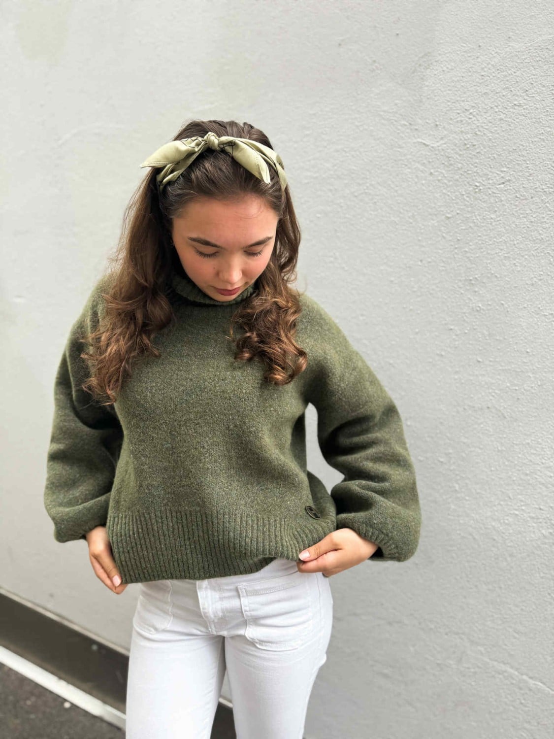 Hèst Patch Short Sweater Winter Moss