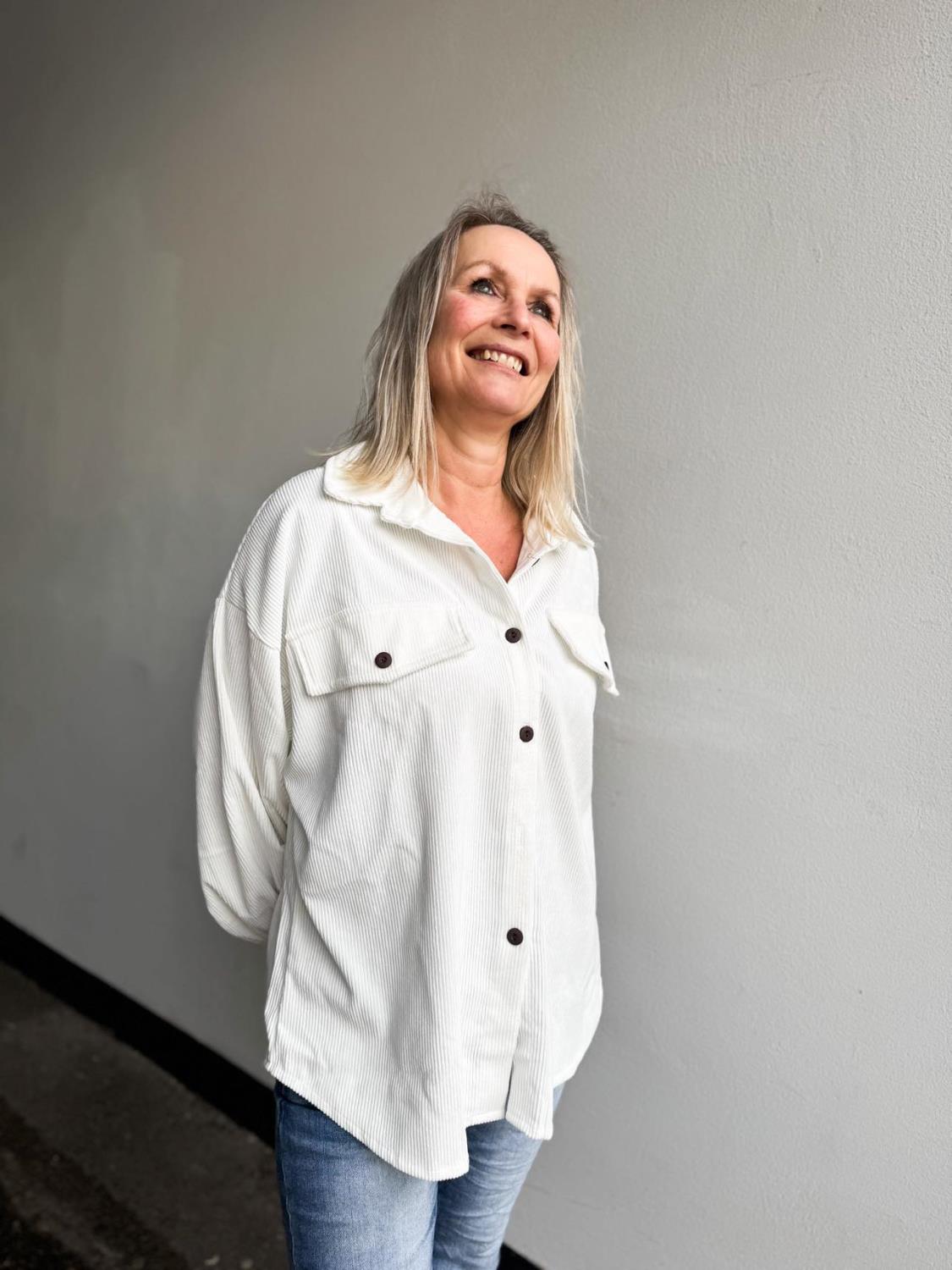 Hannah Cord Shirt White