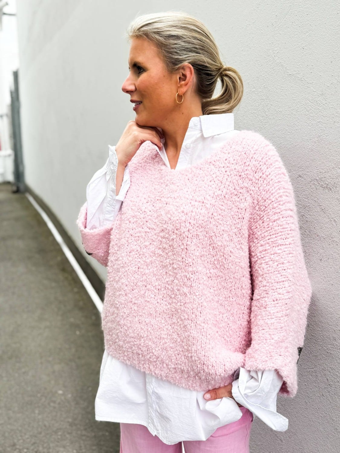 Ibc Collection Loose Sweater Star Light Pink