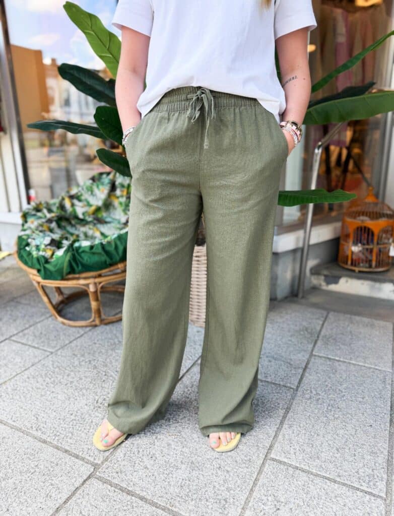 JDY Linen Wide Pants Military