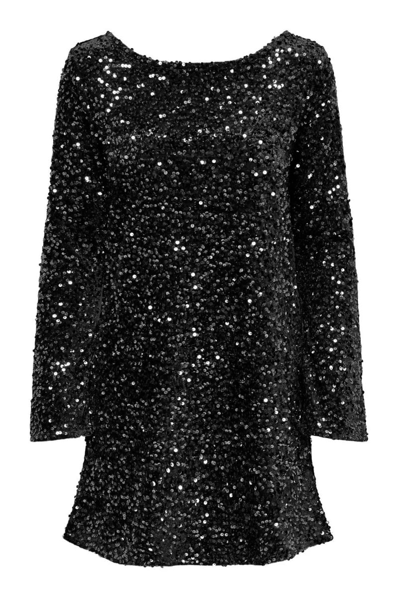 JDY Sara L/S Bow Sequins Dress Black