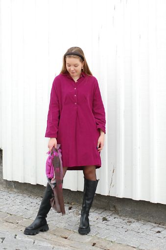 Lily Dress Baby Cord Cerise