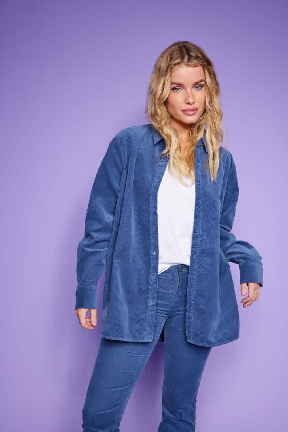 Line Of Oslo Drew Cord Blouse Blue