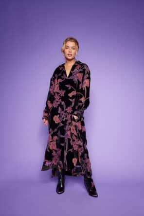 Line Of Oslo Fonda Velvet Print Dress