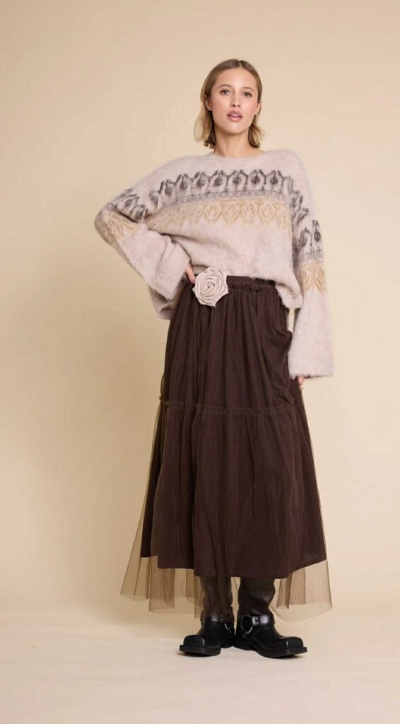 Line Of Oslo Hay Tulle Skirt Brown