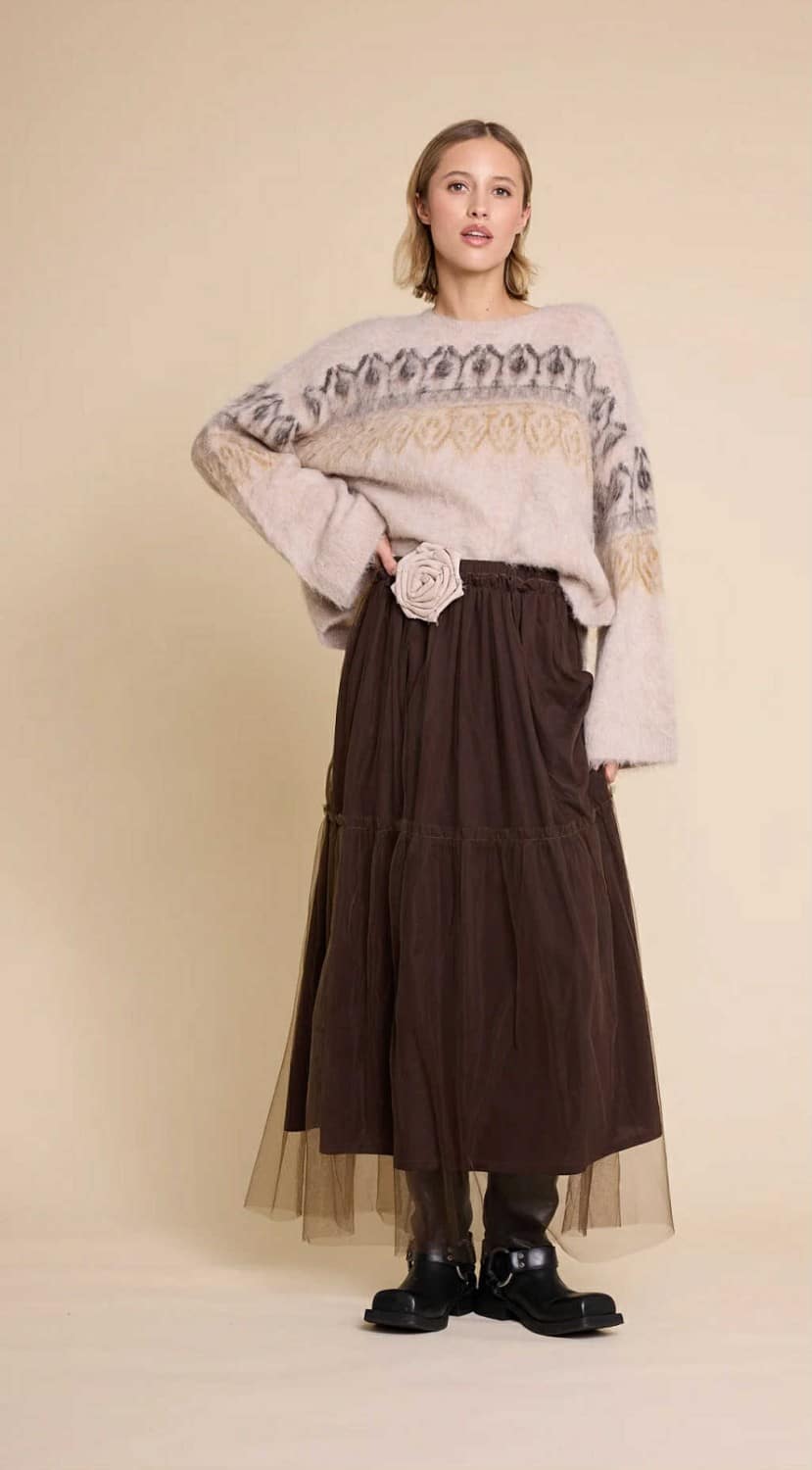 Line Of Oslo Hay Tulle Skirt Brown