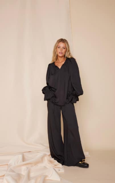 Line Of Oslo Henrix Satin Trousers Black