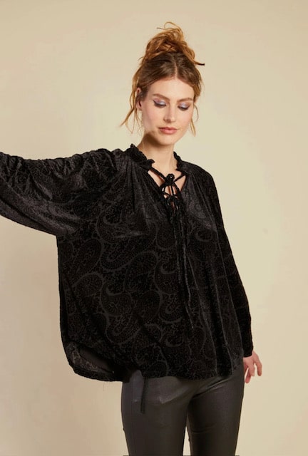 Line Of Oslo Loren Velvet Blouse As Is