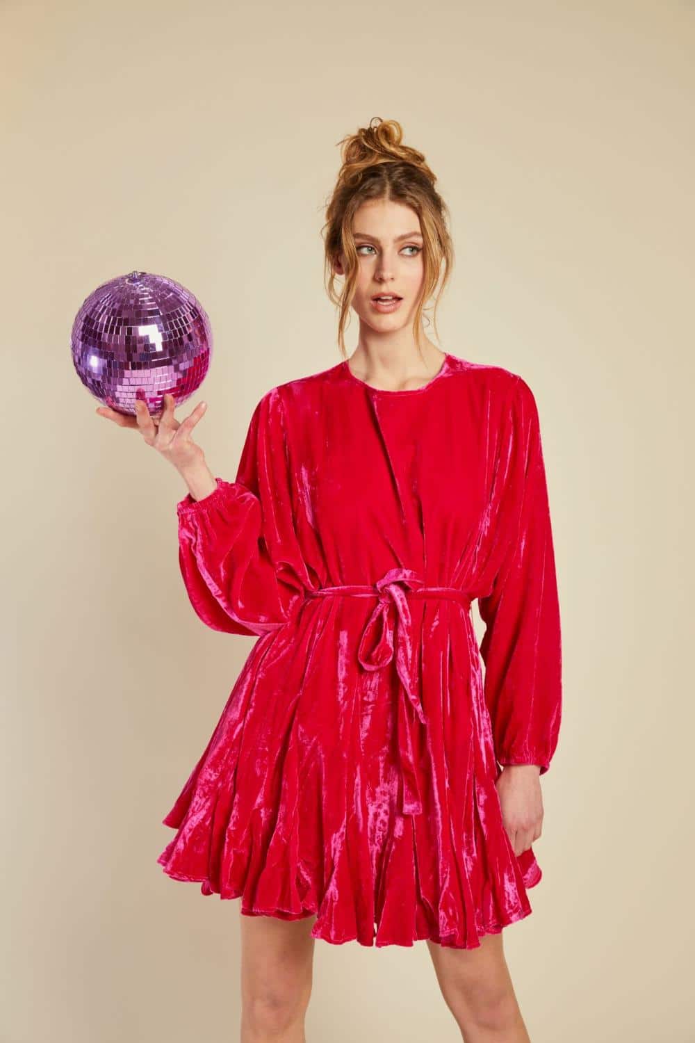 Line Of Oslo Poppi Velvet Dress Pink