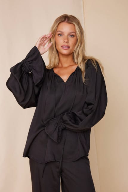 Line Of Oslo Sweet Satin Blouse Black