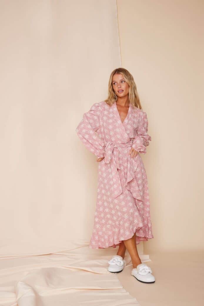 Line Of Oslo Wrap Emroidery Dress Pink