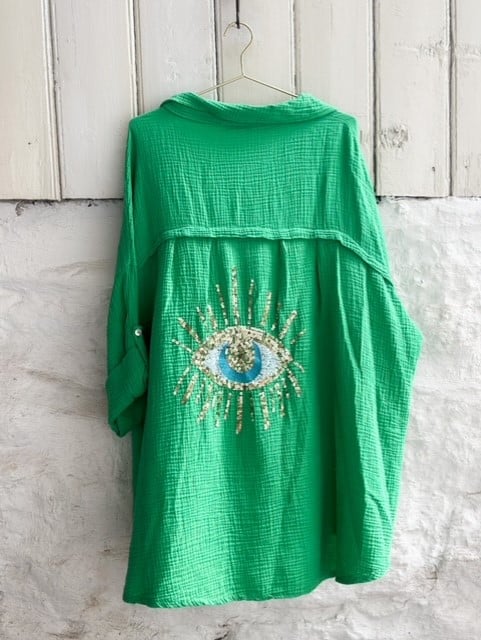Linnea Oversize Blouse Cotten Apple Green