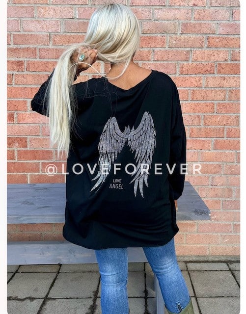 Love Forever Angel Top Black OS