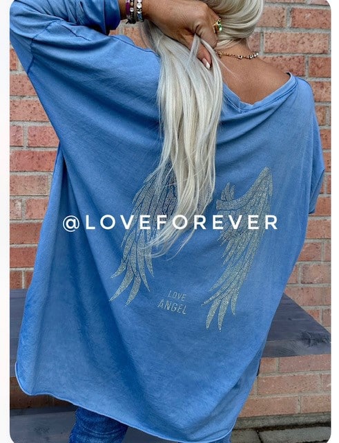 Love Forever Angel Top Blue OS