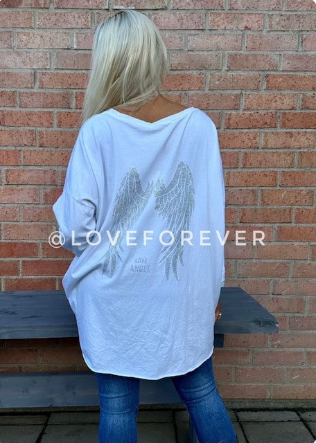 Love Forever Angel Top White OS