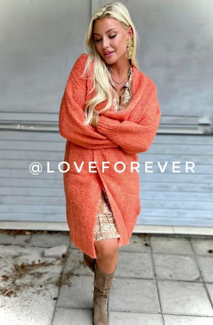 Love Forever Cecilie Long Cardigan Orange